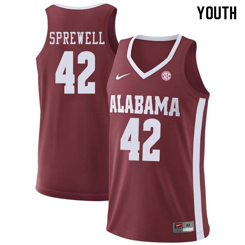 Youth #45 Donta Hall Alabama Crimson Tide College Basketball Jerseys Sale-Crimson